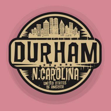 Stamp or label with name of Durham, North Carolina clipart