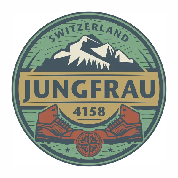 Stamp or emblem with text Jungfrau, Switzerland — Stock Vector