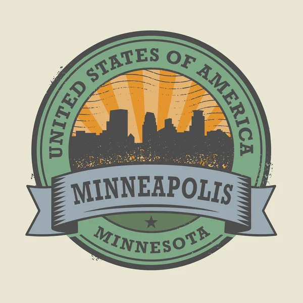 Timbro di gomma Grunge con il nome di Minneapolis, Minnesota — Vettoriale Stock