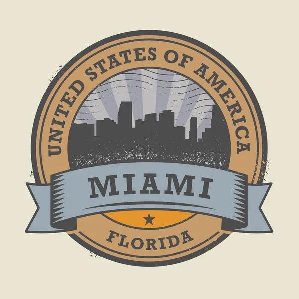 Sello de goma grunge con el nombre de Miami, Florida — Vector de stock