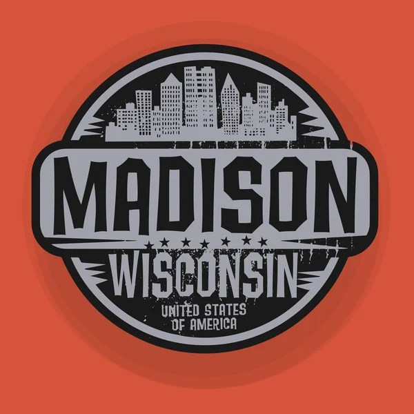 Carimbo ou rótulo com o nome de Madison, Wisconsin —  Vetores de Stock
