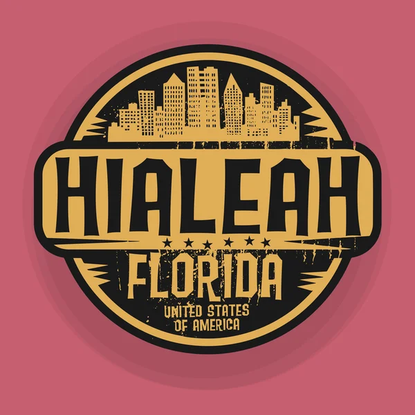 Sello o etiqueta con el nombre de Hialeah, Florida — Archivo Imágenes Vectoriales