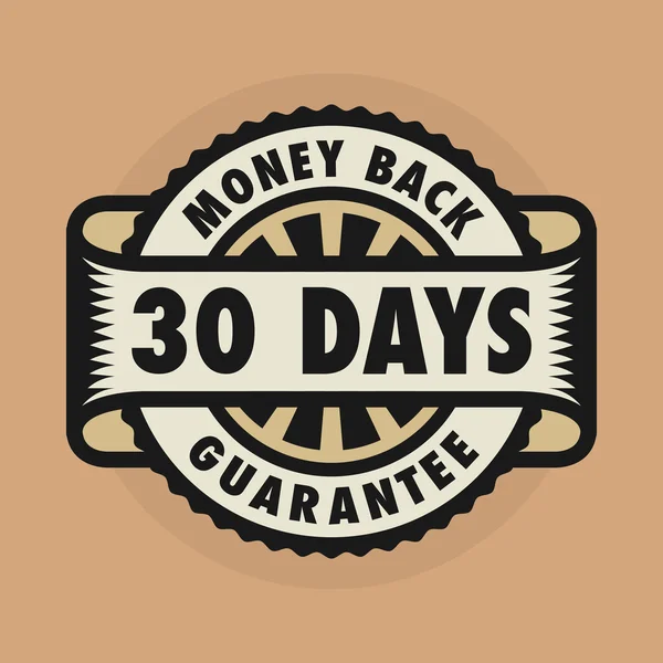 Stamp or label with the text 30 days money back guarantee — Stock Vector