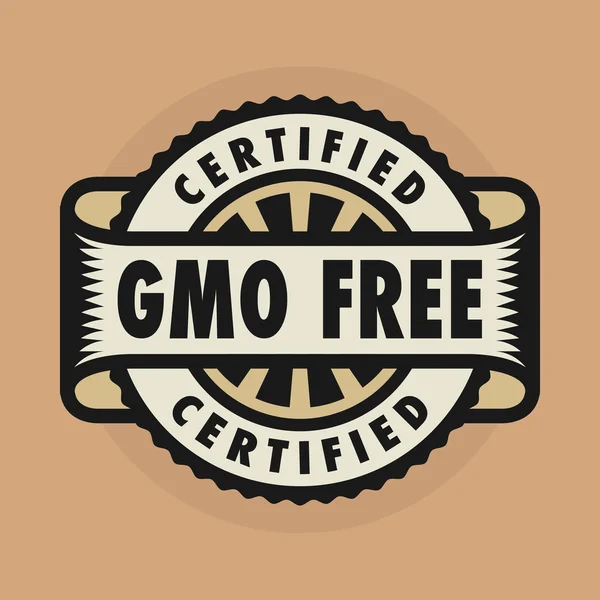 Damga veya etiket metni içeren GDO ücretsiz, sertifikalı — Stok Vektör