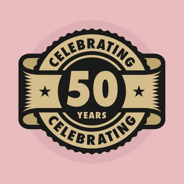 Stamp with the text Celebrating 50 years anniversary — Stock Vector