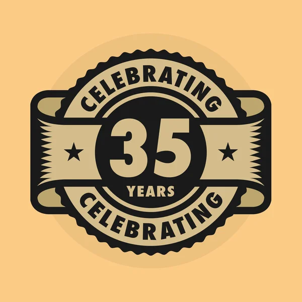 Selo com o texto Celebrar 35 anos de aniversário —  Vetores de Stock