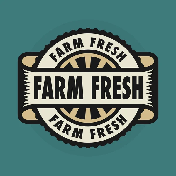 Sello o emblema con texto Farm Fresh — Archivo Imágenes Vectoriales