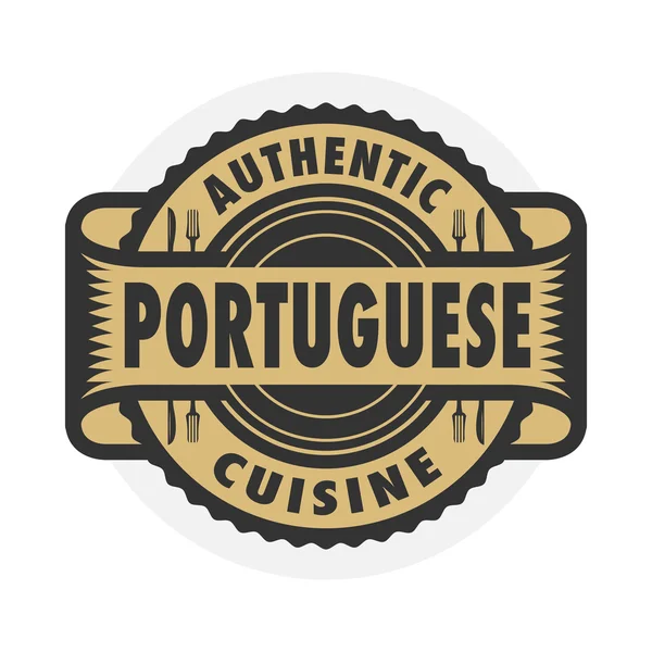 Timbre abstrait avec le texte Cuisine portugaise authentique — Image vectorielle