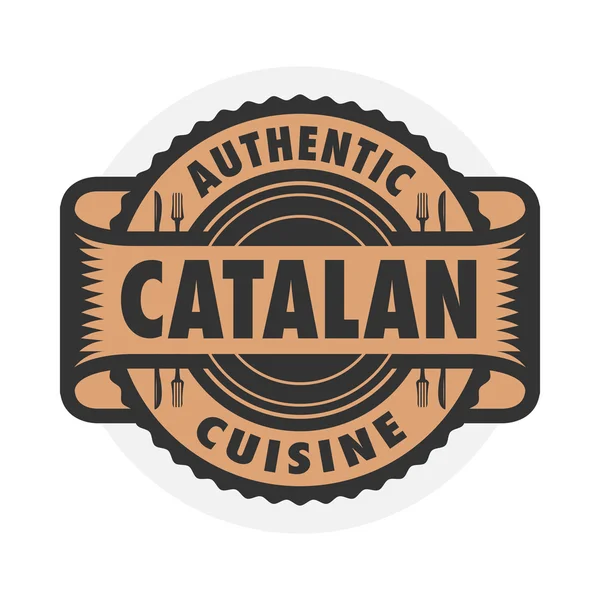 Абстрактная печать с текстом Authentic Catalan Cuisine — стоковый вектор