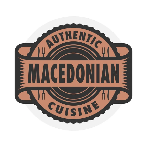 Abstraktní razítko s textem autentické makedonská kuchyně — Stockový vektor