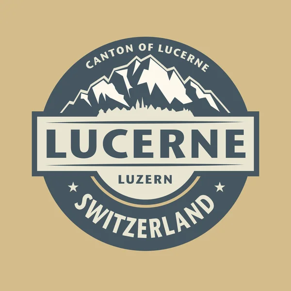 Timbre abstrait du nom de ville Lucerne en Suisse — Image vectorielle