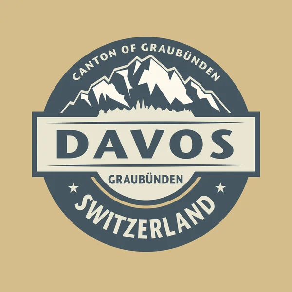 Abstrakte Briefmarke mit dem Namen der Stadt Davos in der Schweiz — Stockvektor