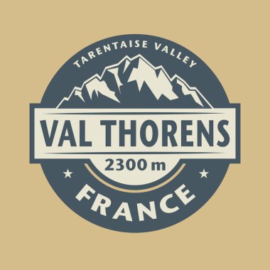 Kasabanın Val Thorens Fransa adı ile soyut damgası
