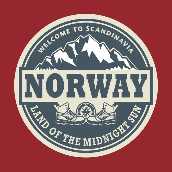 Abstraktní razítko nebo emblému s textem, Norsko — Stockový vektor