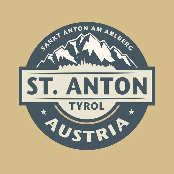 Abstrakte Briefmarke mit dem Namen der Stadt St. Anton in Österreich — Stockvektor