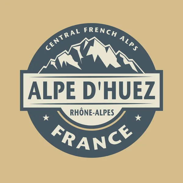 Abstract stamp with the name of town Alpe Dhuez in France — Stock Vector