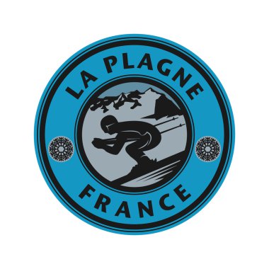 Soyut damgası veya amblem La Plagne, Fransa adı ile
