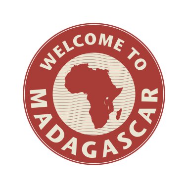 Amblem veya damga ile metin Madagaskar hoş geldiniz