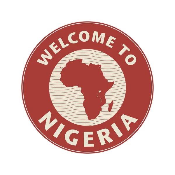 Emblema o sello con texto Bienvenido a Nigeria — Archivo Imágenes Vectoriales