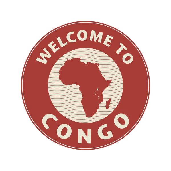 Emblem or stamp with text Welcome to Congo — Stock Vector