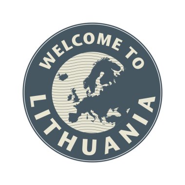 Amblem veya damga ile metin Litvanya hoş geldiniz
