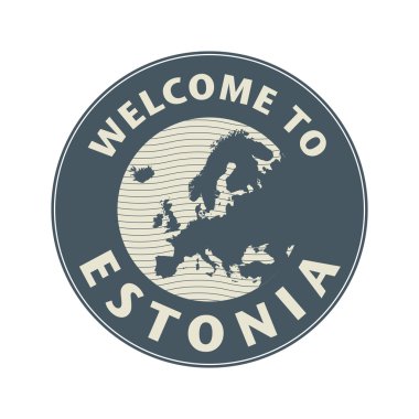 Amblem veya damga ile metin Estonya Hoşgeldiniz