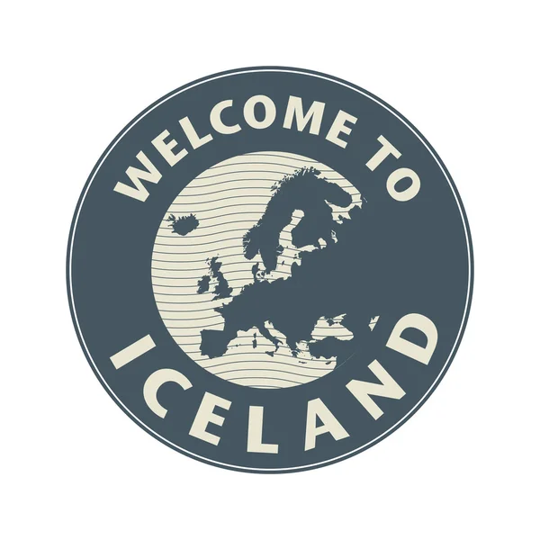 标志或带有文本到冰岛欢迎戳 — 图库矢量图片