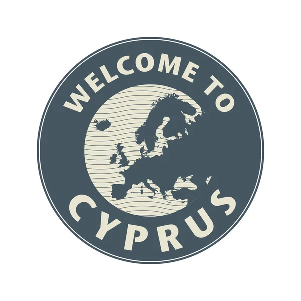 Amblem veya damga ile metin Kıbrıs'a hoş geldiniz — Stok Vektör