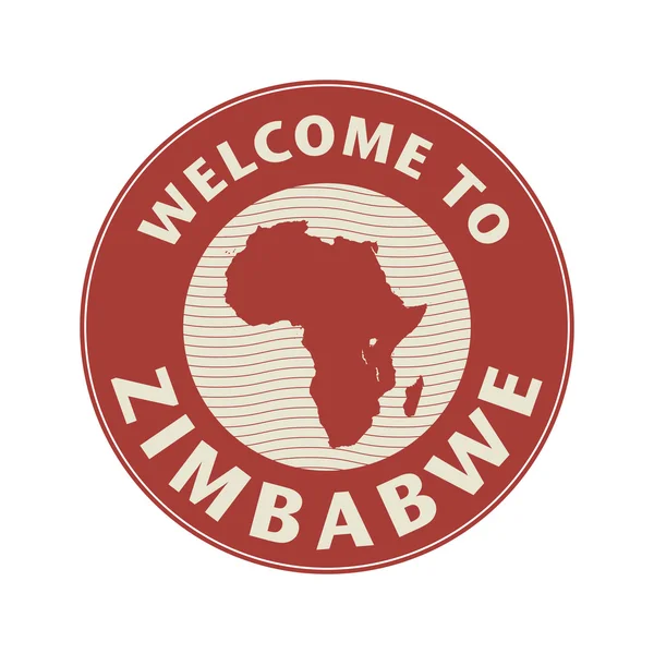 Lambang atau stempel dengan teks Selamat datang di Zimbabwe - Stok Vektor