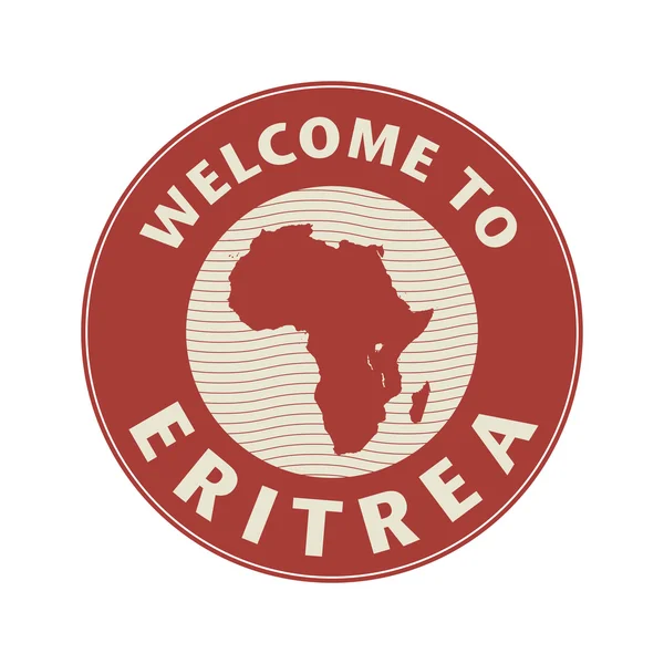 标志或带有文本向厄立特里亚欢迎戳 — 图库矢量图片
