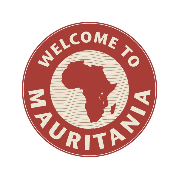 Emblème ou timbre avec texte Bienvenue en Mauritanie — Image vectorielle