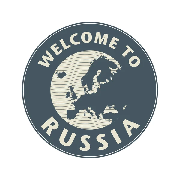 Embleem of stempel met tekst Welkom bij Rusland — Stockvector