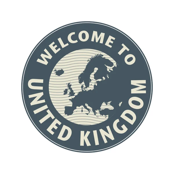 Emblem or stamp with text Welcome to United Kingdom — Stock Vector