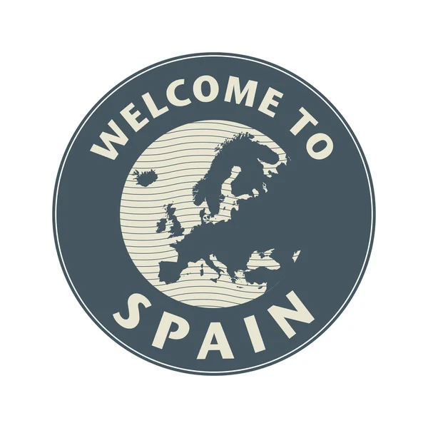 Emblema o sello con texto Bienvenido a España — Vector de stock