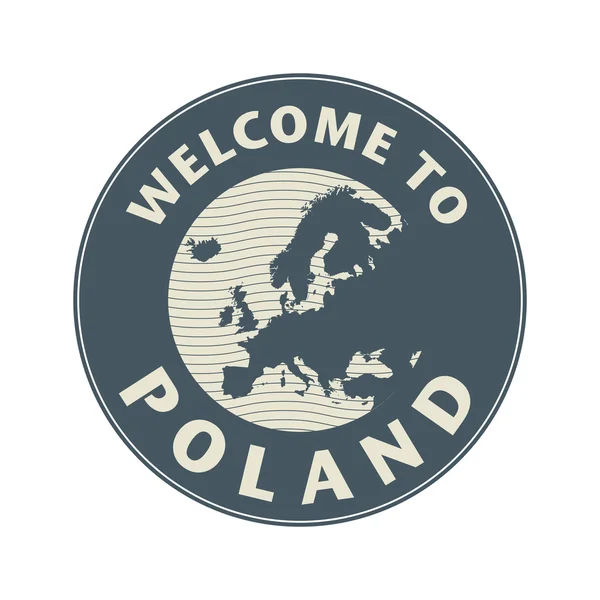 Emblema o sello con texto Bienvenido a Polonia — Vector de stock