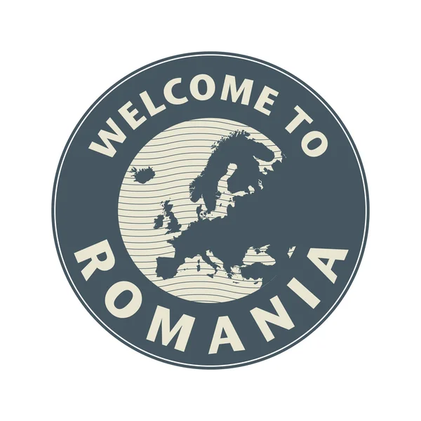 Emblema o sello con texto Bienvenido a Rumania — Vector de stock