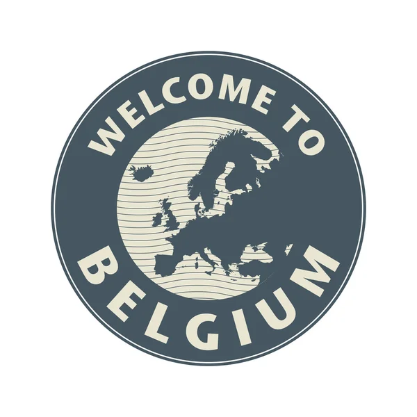 Emblème ou timbre avec texte Bienvenue en Belgique — Image vectorielle