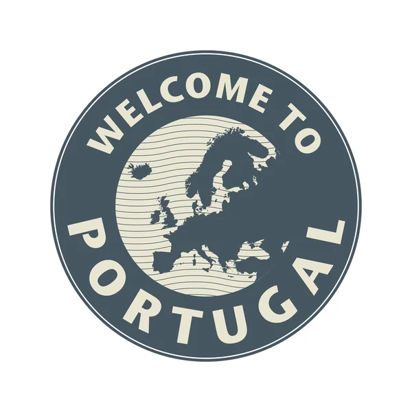 Emblema ou carimbo com texto Bem-vindo a Portugal — Vetor de Stock
