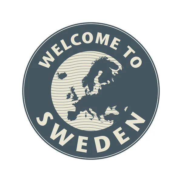 Emblem or stamp with text Welcome to Sweden — Stock Vector