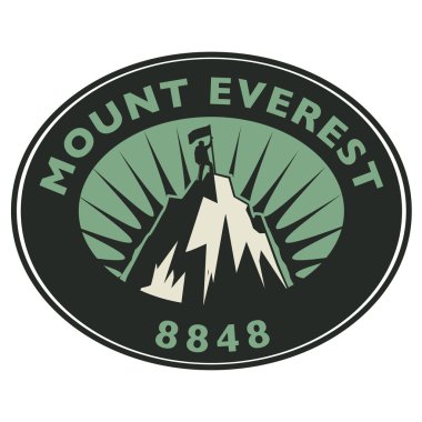 Pul ya da metin Everest Dağı ile amblemi