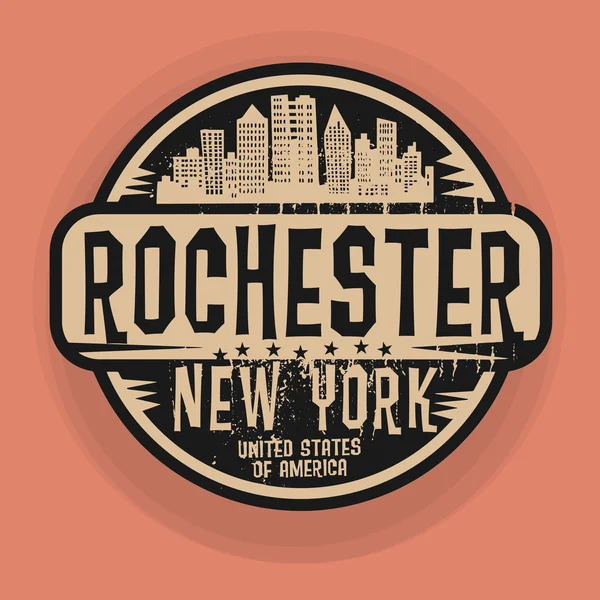 Stamp or label with name of Rochester, New York — Stock Vector