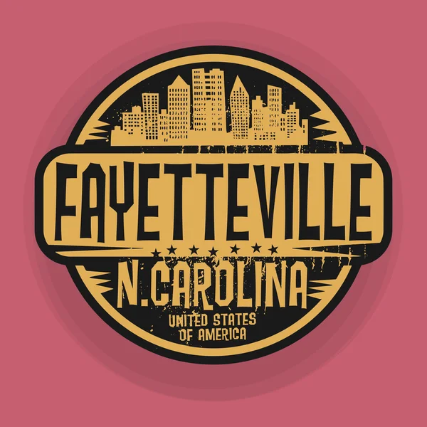 Sello o etiqueta con el nombre de Fayetteville, Carolina del Norte — Vector de stock