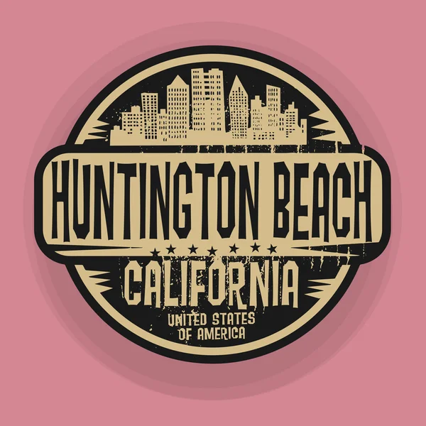 Sello o etiqueta con el nombre de Huntington Beach, California — Vector de stock