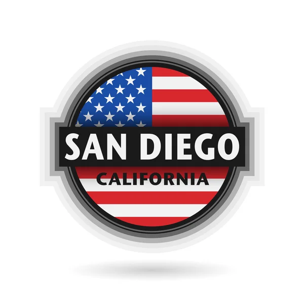 Emblema o etiqueta con el nombre de San Diego, California — Vector de stock