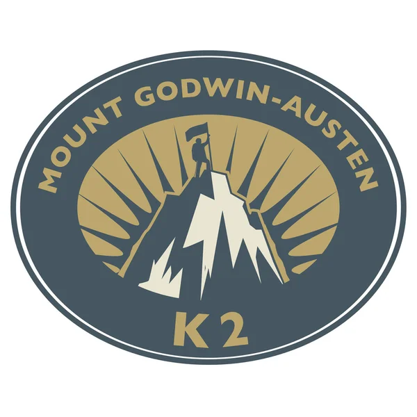 Sello con texto Monte Godwin-Austen, K2 — Archivo Imágenes Vectoriales