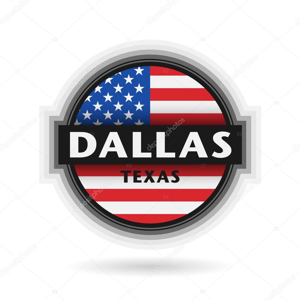 Emblem or label with name of Dallas, Texas