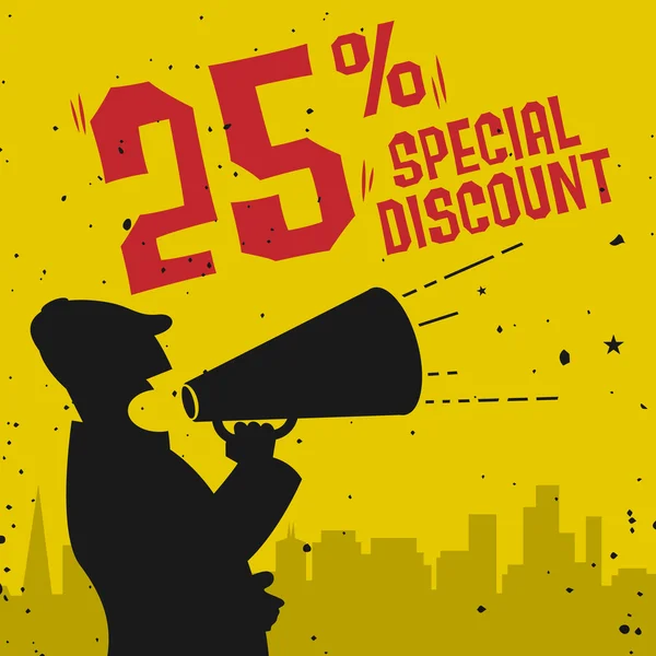 Megaphone man, business concept mit text special discount — Stockvektor