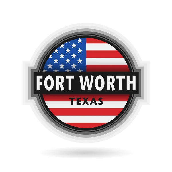 Emblema ou rótulo com nome de Fort Worth, Texas — Vetor de Stock