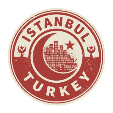 Damga veya amblemi ile metin Istanbul, Türkiye içinde