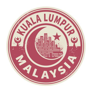Damga veya amblemi ile metin Kuala Lumpur, Malezya içinde